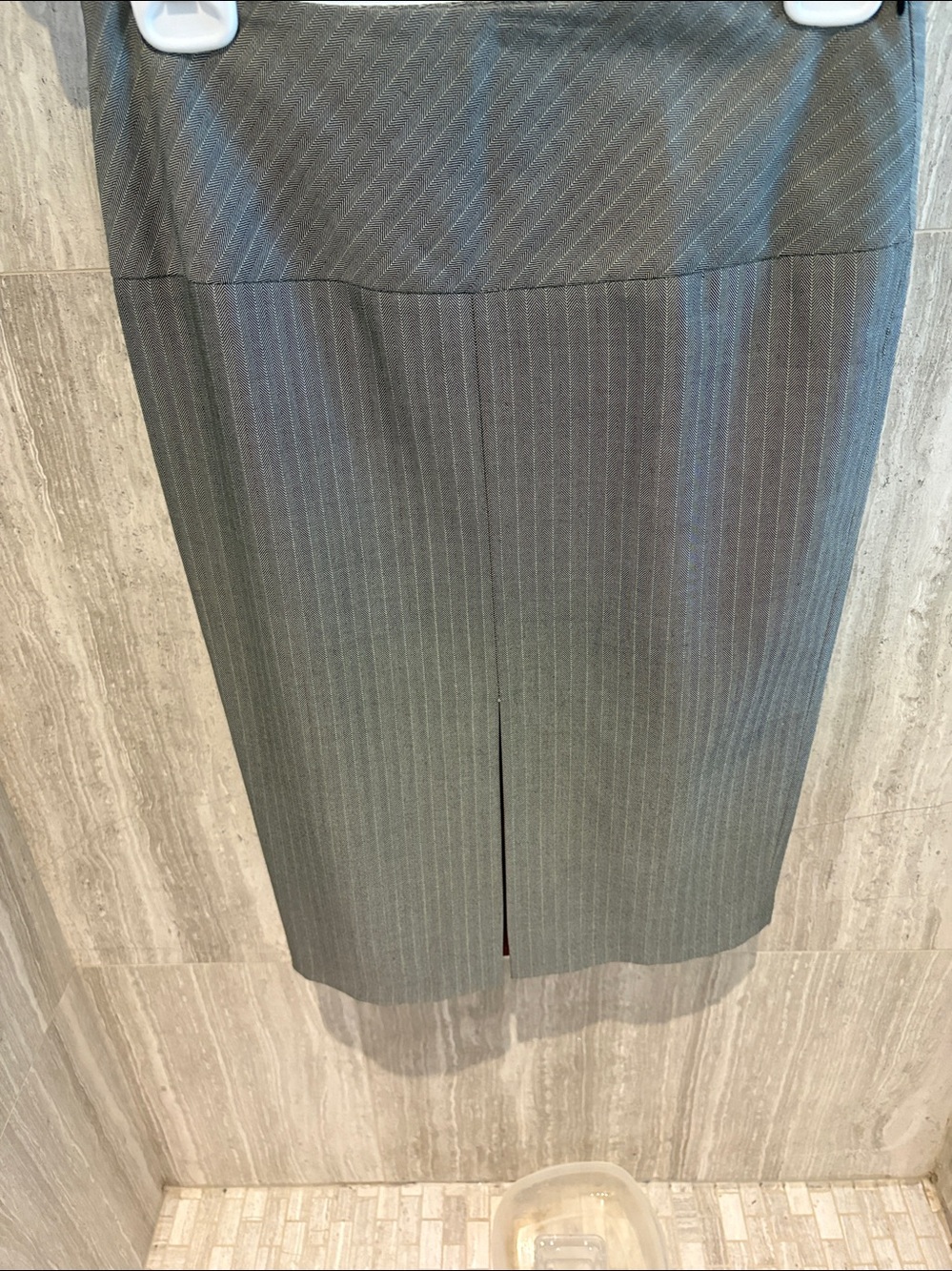 Grey Pinstripe Pencil Skirt